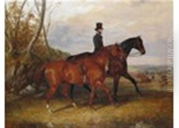 A Gentleman On Horseback With Another Hunter Alongside Oil Painting by Thomas Robertson