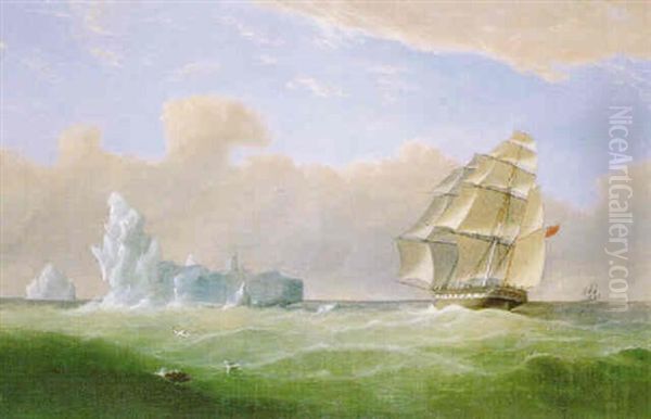 Aurora Navigating The Ice Floes Oil Painting by Thomas Robertson