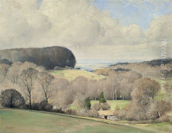 A Kentish Landscape Spring In Dorset Oil Painting by Tom Robertson