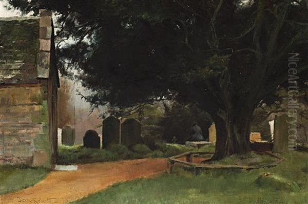 Churchyard At Shillingstone Oil Painting by Tom Robertson