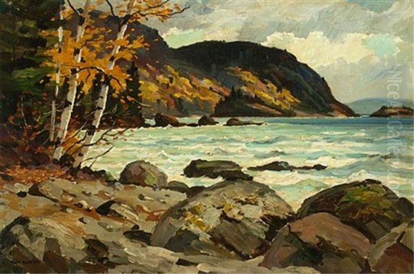 Autumn Coastline Oil Painting by Tom Robertson