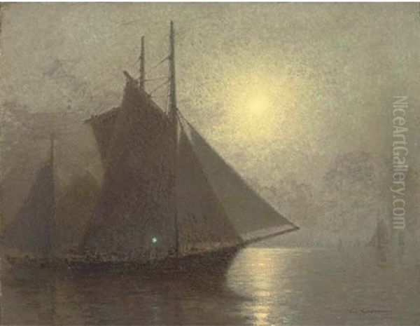 Sailing By Moonlight Oil Painting by Tom Robertson