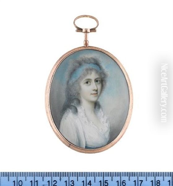 Mary Frances Townley Balfour, Wearing White Dress With Frilled Collar, Sky Blue Bandeau In Her Powdered Hair by Charles Robertson