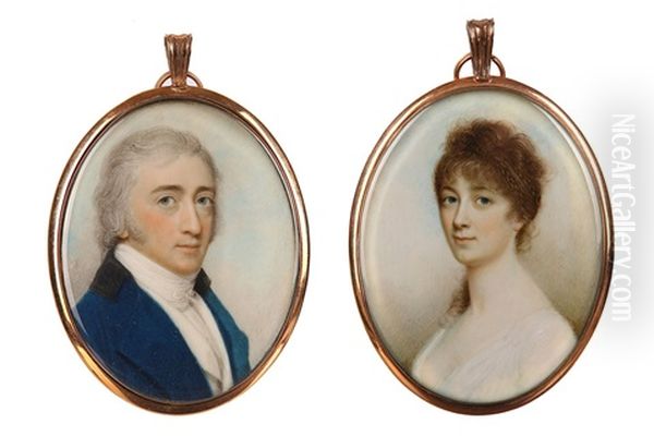 A Pair Of Portraits Of A Husband And Wife Oil Painting by Charles Robertson