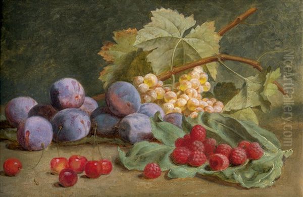 Stillleben Mit Himbeeren, Zwetschgen Und Trauben Oil Painting by Jean-Baptiste Robie