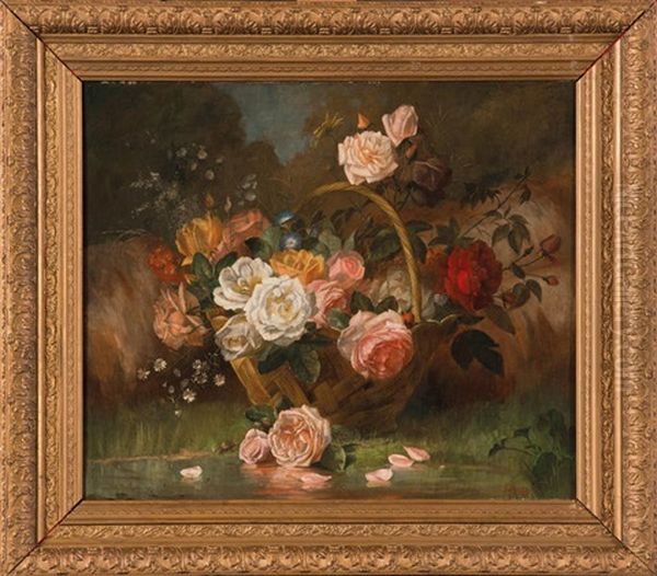 Panier De Roses Oil Painting by Jean-Baptiste Robie