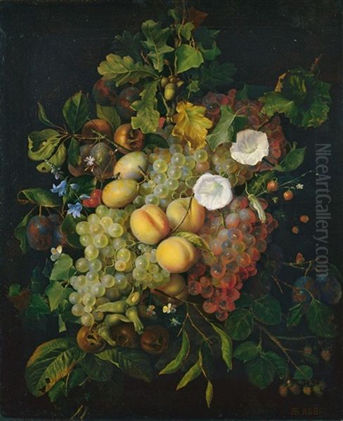 Fruchtestilleben Mit Blumen Oil Painting by Jean-Baptiste Robie