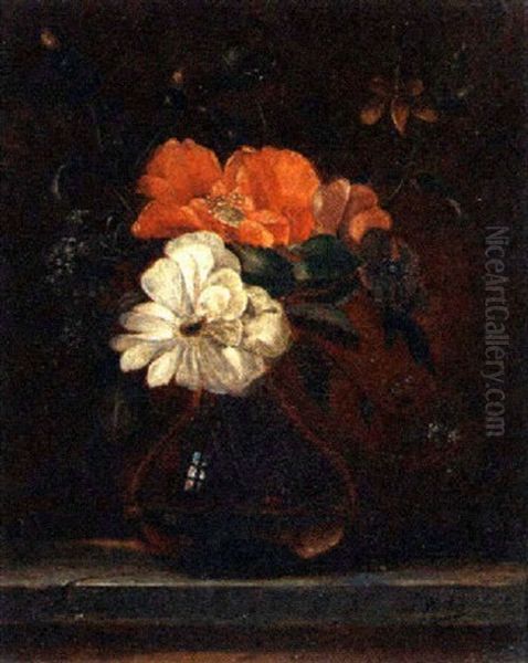 Still Life Of Flowers In A Glass Vase Oil Painting by Jean-Baptiste Robie