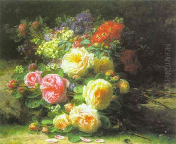 Still Life With Roses Oil Painting by Jean-Baptiste Robie