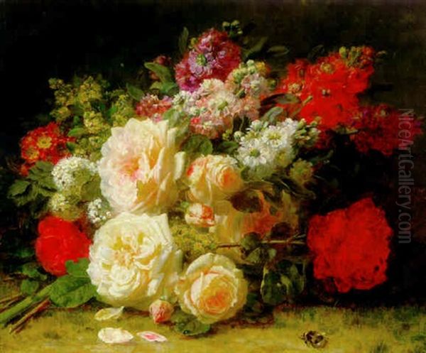 Flowers On A Bank Oil Painting by Jean-Baptiste Robie