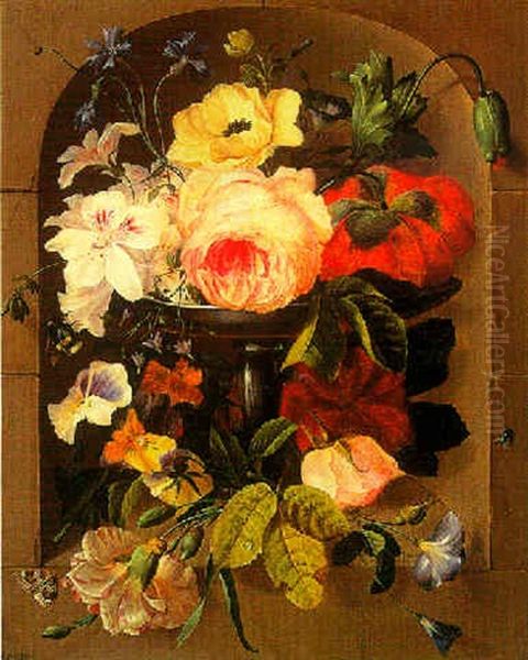 Fleurs Dans Une Niche Oil Painting by Jean-Baptiste Robie