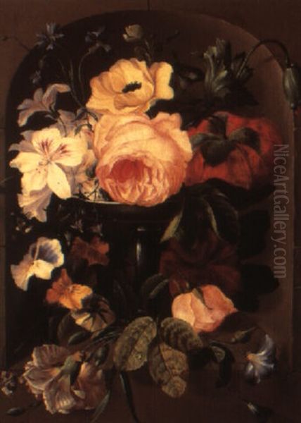 Fleurs Dans Une Niche Oil Painting by Jean-Baptiste Robie