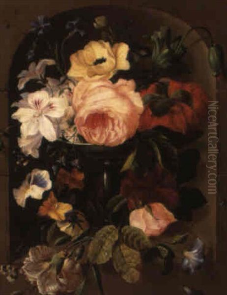 Fleurs Dans Une Niche Oil Painting by Jean-Baptiste Robie