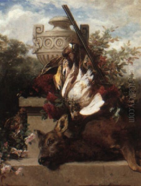 A Still Life With Game Oil Painting by Jean-Baptiste Robie