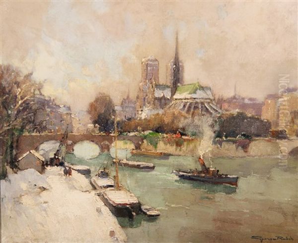 Le Pont Notre Dame Oil Painting by Georges Robin