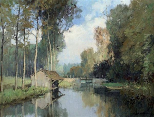 Cabane Au Bord De L'etang Oil Painting by Georges Robin