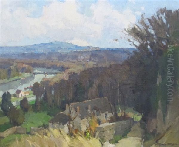 Vallee De La Seine, Vue Des Hauteurs De Louveciennes Oil Painting by Georges Robin