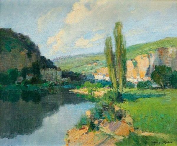 Laroque-gageac En Dordogne Oil Painting by Georges Robin