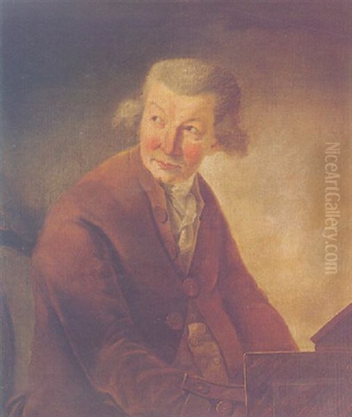 Portrait Of Karl Frederich Abel At A Harpsichord Oil Painting by Jean Charles Robineau