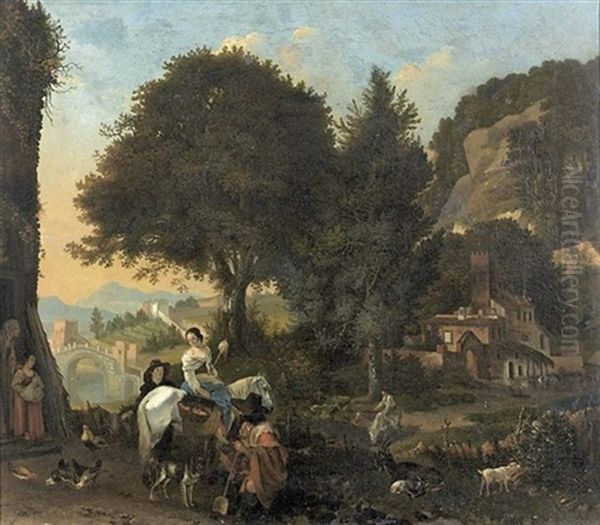 Italisierte Landschaft Mit Romantischer Szene by Ferdinand Desire Robineau-Sallard