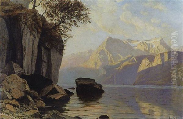 Vierwaldstattersee Mit Blick Auf Urirotstock Oil Painting by Paul Gustave Robinet