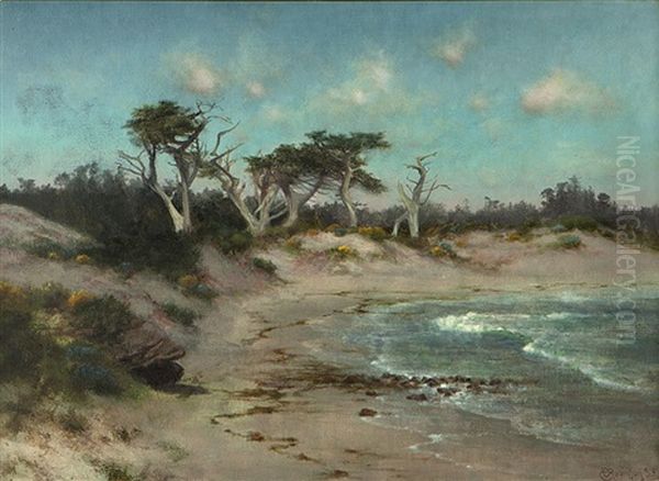 Cypress In A Landscape Oil Painting by Charles Dorman Robinson