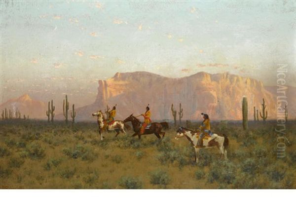 Indians In The Desert Oil Painting by Charles Dorman Robinson