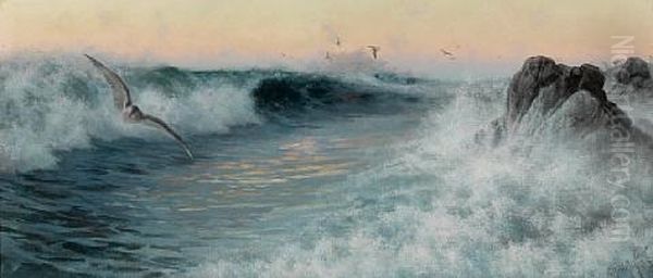 The Surge Of The Pacific, Monterey Oil Painting by Charles Dorman Robinson