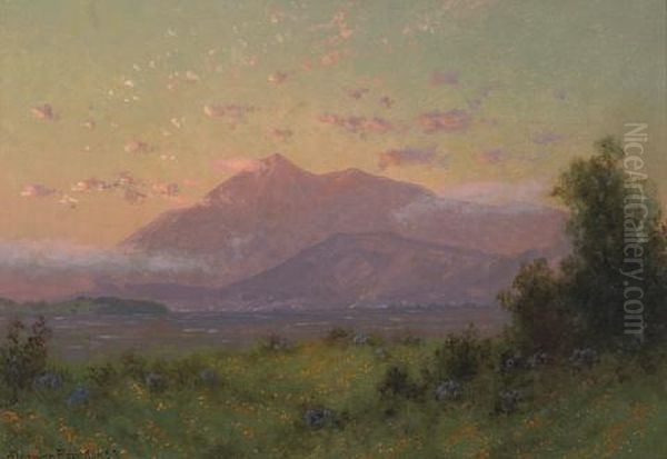 Sunset On Mount Tamalpais, Springtime (from Near Greenbrae) Oil Painting by Charles Dorman Robinson