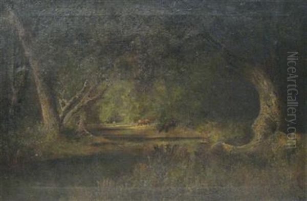 Landscape With Horses Oil Painting by Charles Dorman Robinson