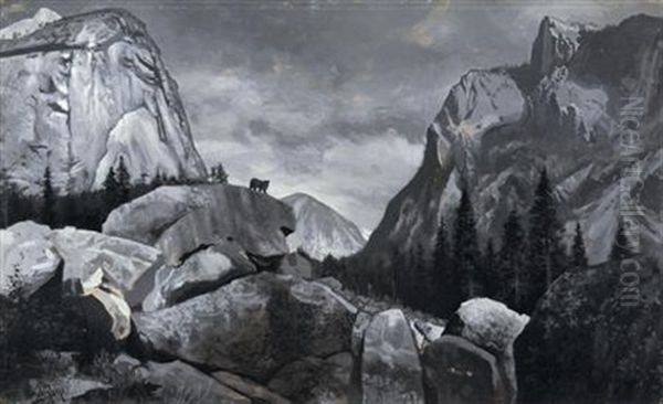 King's River Canyon, Foot Of The North Dome (+ Tehipitee Dome; 2 Works) Oil Painting by Charles Dorman Robinson