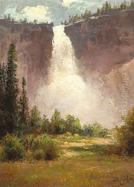 Waterfall Oil Painting by Charles Dorman Robinson