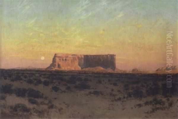 Butte Cliff At Sunset Oil Painting by Charles Dorman Robinson