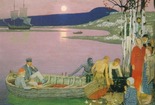 Call Of The Sea Or  The Sailor's Departure Oil Painting by Frederic Cayley Robinson