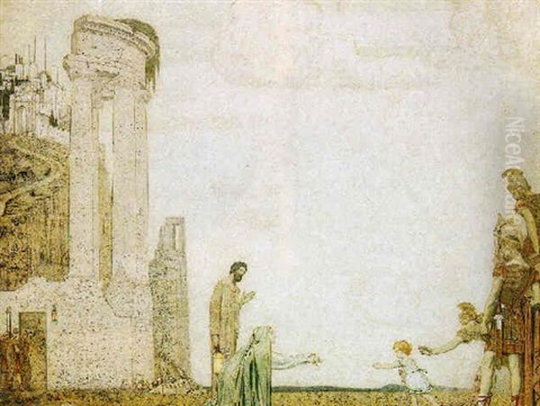 Dawn; The Little Child Found Oil Painting by Frederic Cayley Robinson