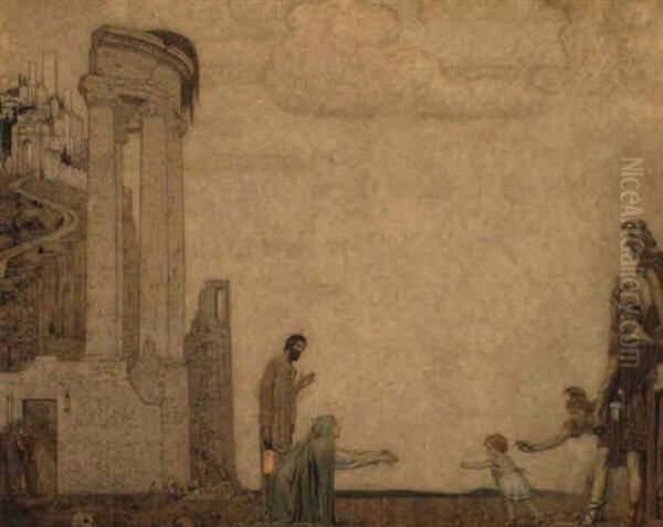 Dawn; The Little Child Found Oil Painting by Frederic Cayley Robinson