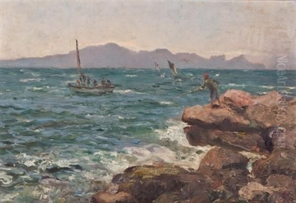 The Angler Oil Painting by George Crosland Robinson