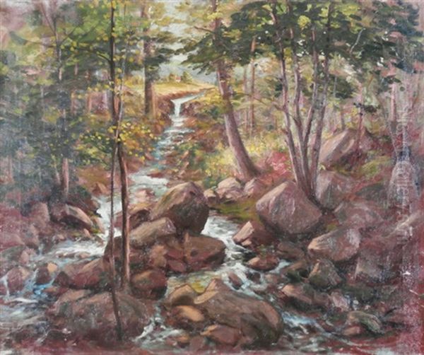 Landscape With Stream Oil Painting by Hal Robinson