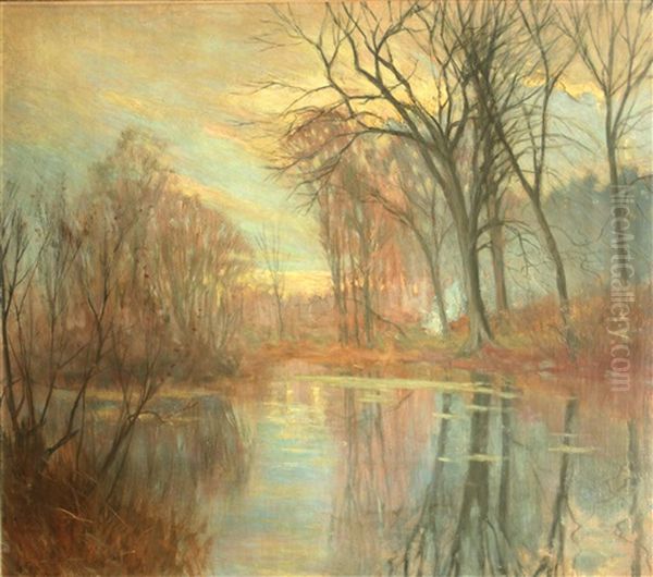 Lake In The Woods Oil Painting by Hal Robinson