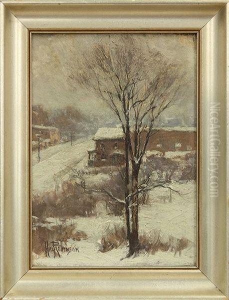 Winter Street Scene Oil Painting by Hal Robinson