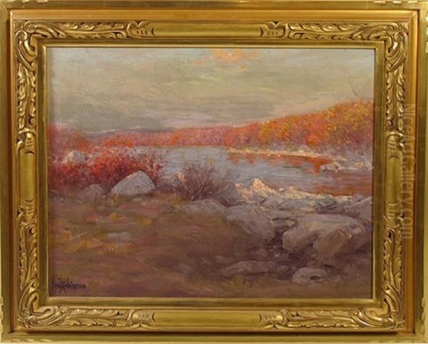 The Autumn Lit Stream Oil Painting by Hal Robinson