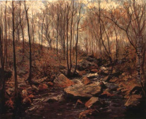 Woodland Stream Oil Painting by Hal Robinson