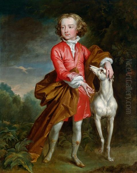 Bildnis Eines Knaben Im Van Dyck-kostum Mit Einem Windhund Oil Painting by John Robinson