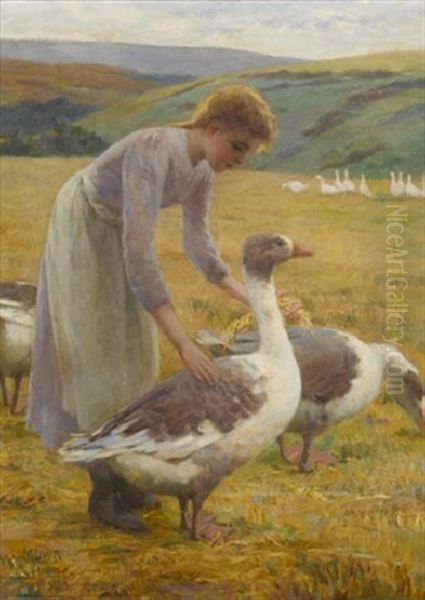 The Goose Girl Oil Painting by Maria D. Webb Robinson