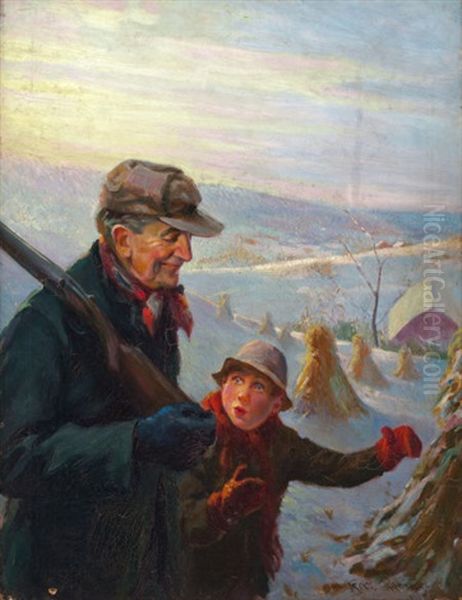 Hunting With Grandfather Oil Painting by Robert Byron Robinson