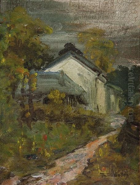 Cottages Beside A Path Oil Painting by Theodore Robinson