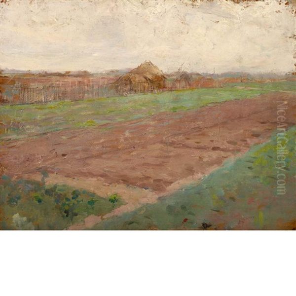 Planting Fields And Riverbed (double Sided) Oil Painting by Theodore Robinson