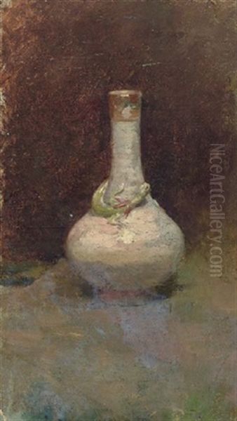 A Vase With A Lizard And Other Oil Sketches (25 Works) Oil Painting by Theodore Robinson