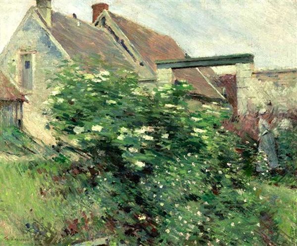 Normandy Farm (garden At Giverny; A Characteristic Bit, Giverny) Oil Painting by Theodore Robinson