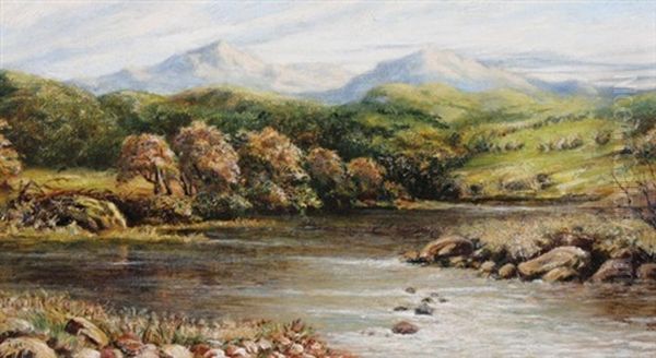 Welsh Mountain Oil Painting by Thomas Harris Robinson